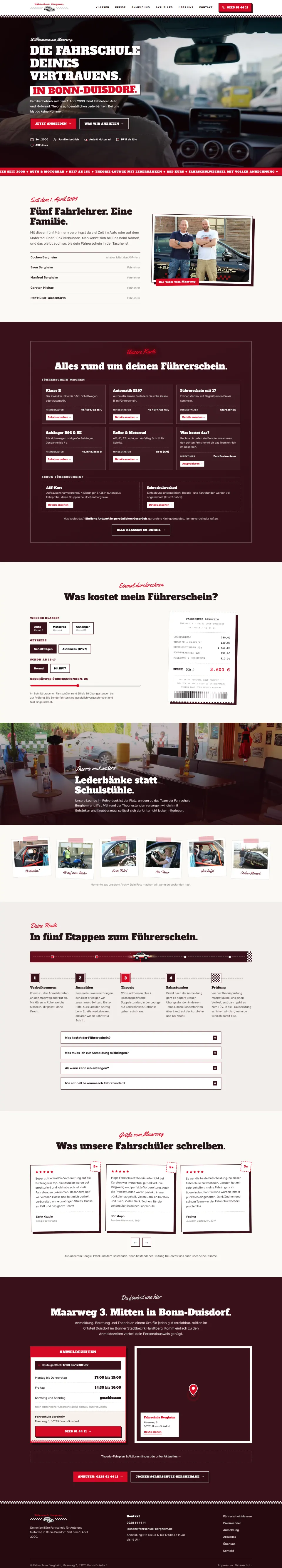 Screenshot der Website von Fahrschule Bergheim