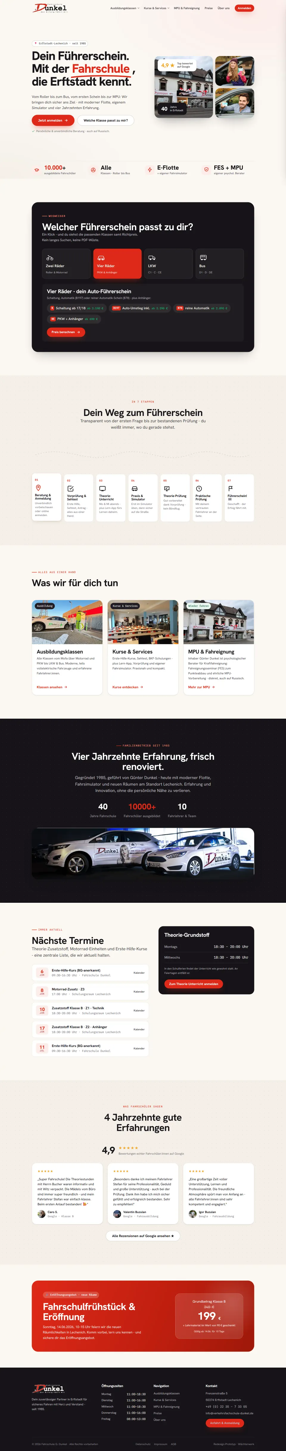 Screenshot der Website von Fahrschule G. Dunkel