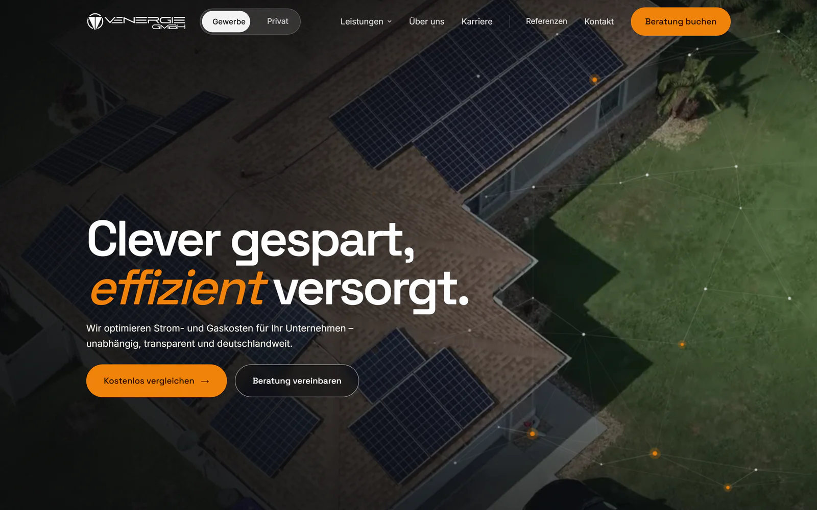 Screenshot der Website der Venergie GmbH