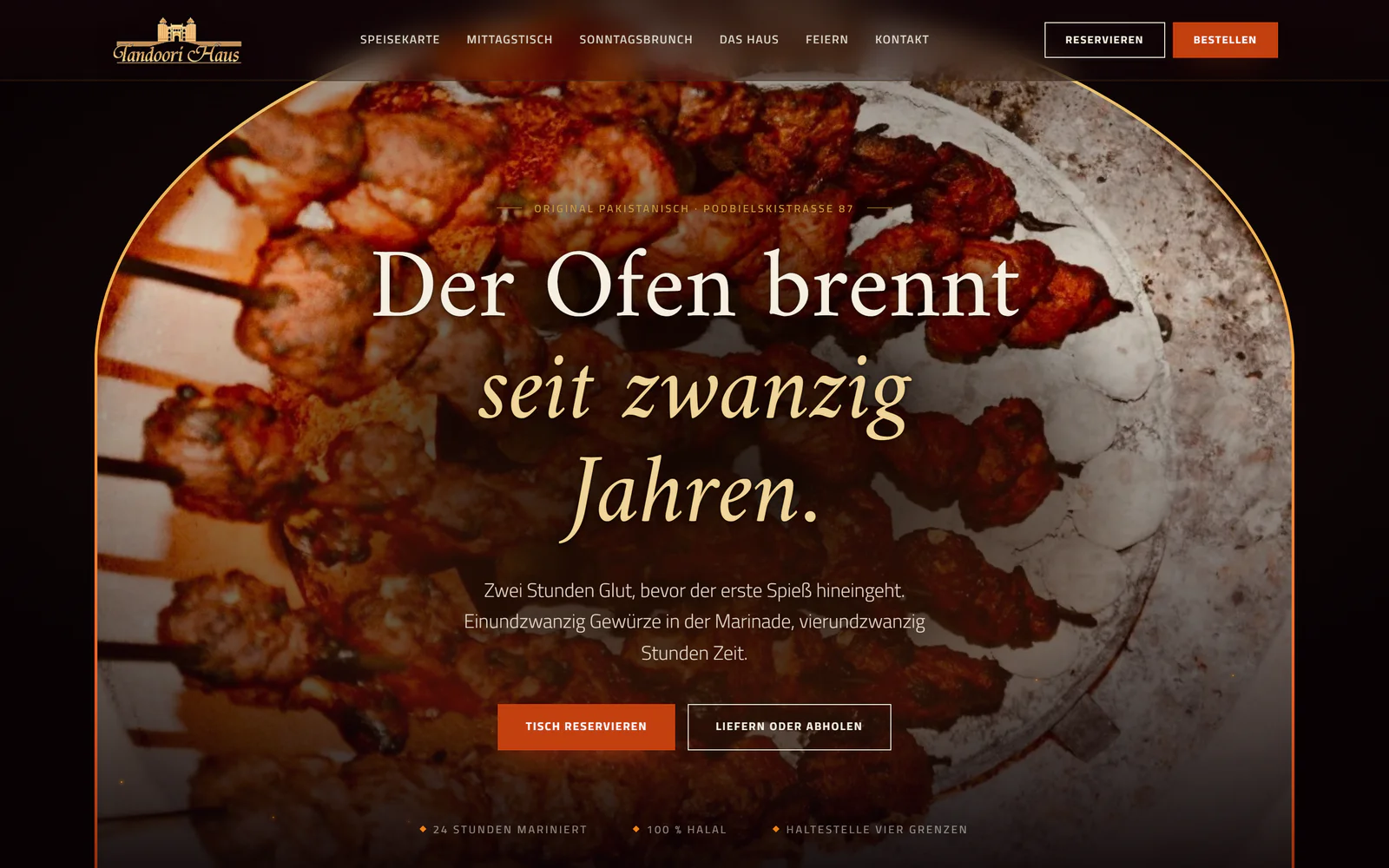 Screenshot der Website vom Tandoori Haus in Hannover
