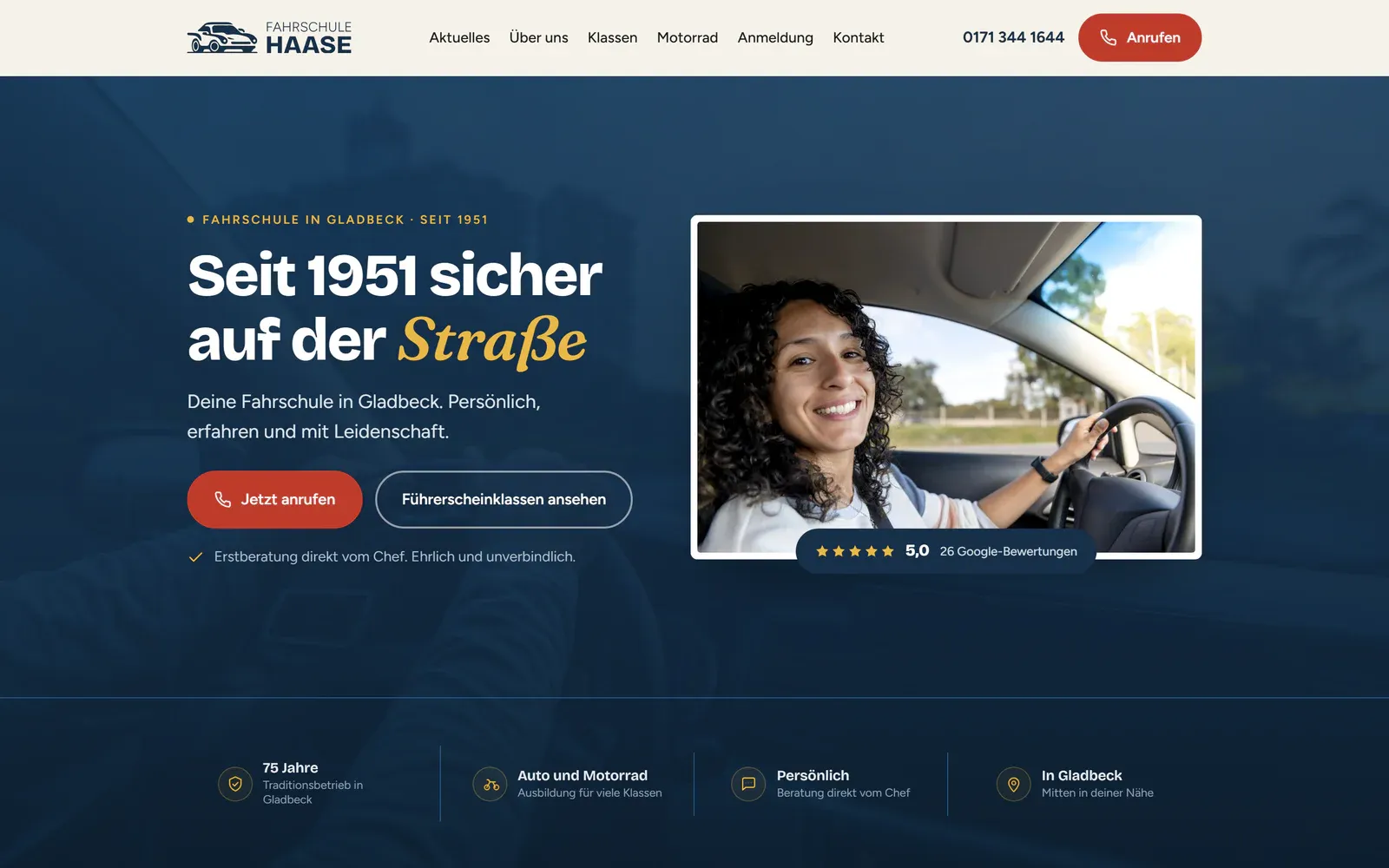 Website der Fahrschule Haase