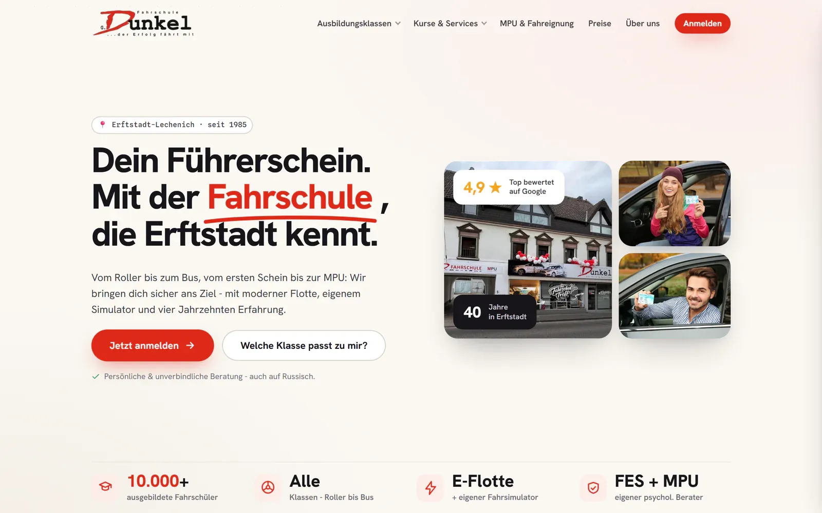 Website der Fahrschule G. Dunkel