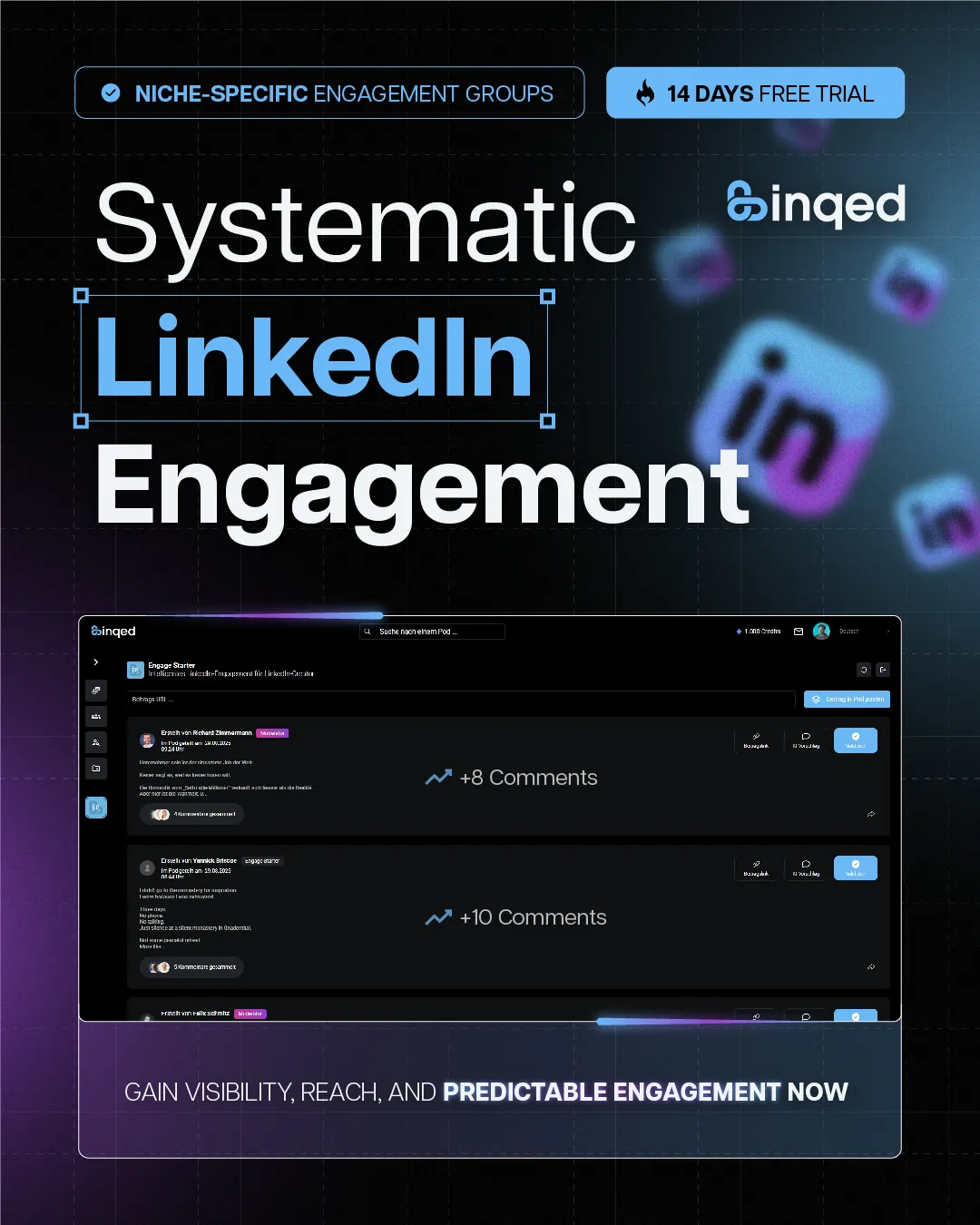 Anzeigenmotiv 1 für Software für LinkedIn-Engagement