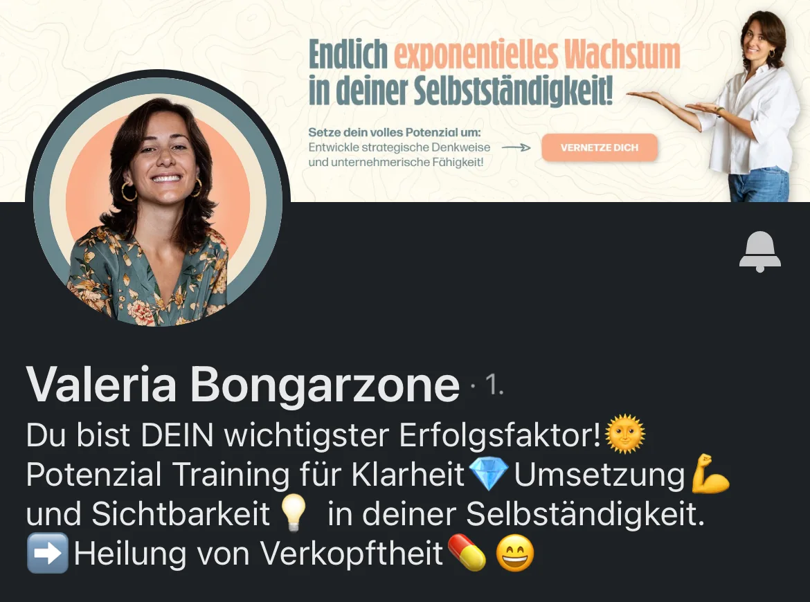 Profil von Valeria Bongarzone nach der Überarbeitung