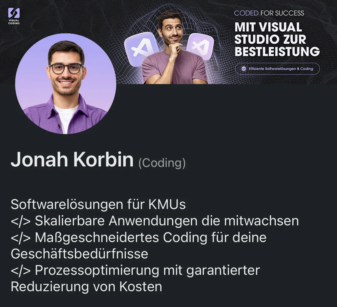 Profil von Jonah Korbin nach der Überarbeitung