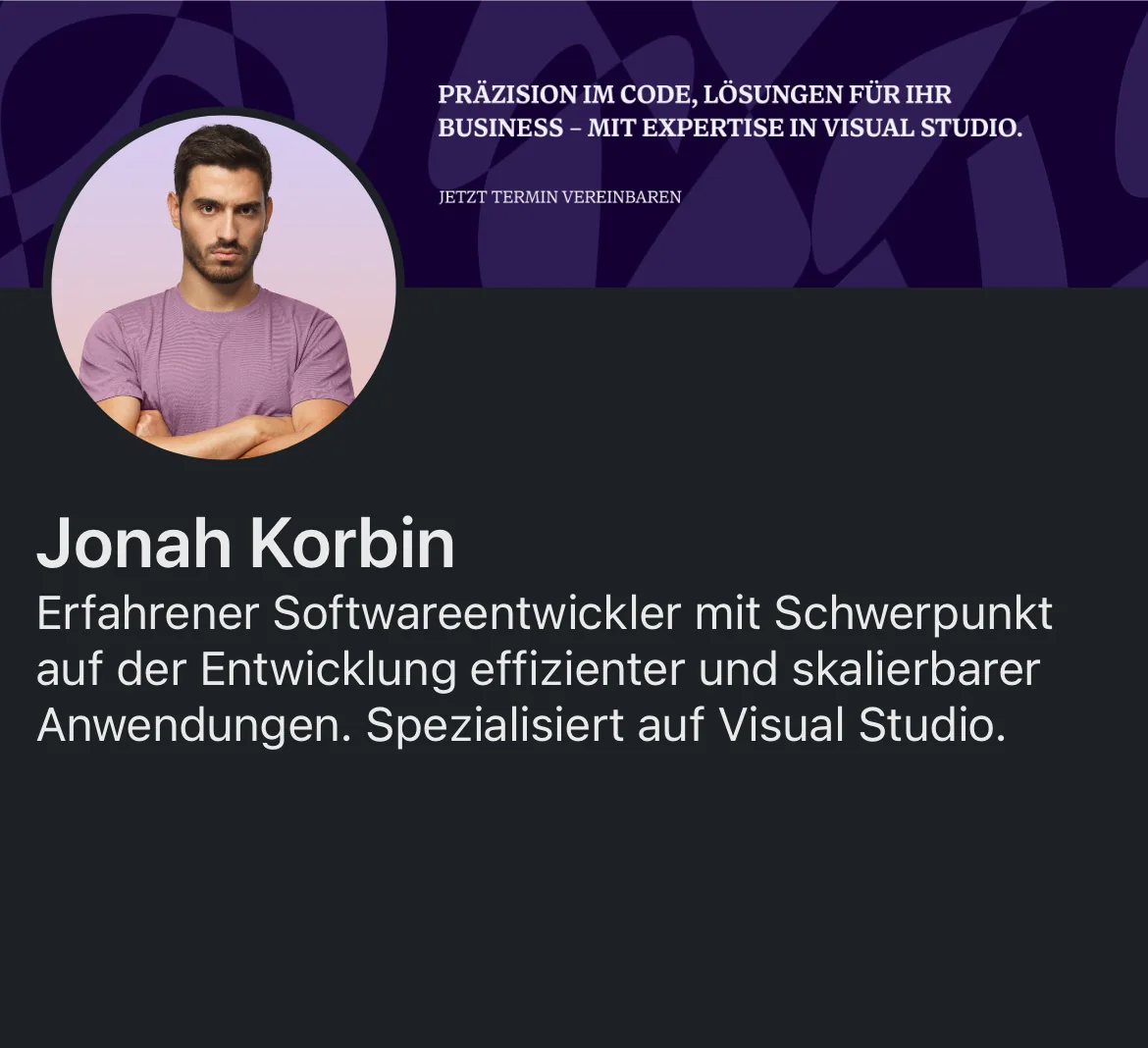 Profil von Jonah Korbin vor der Überarbeitung
