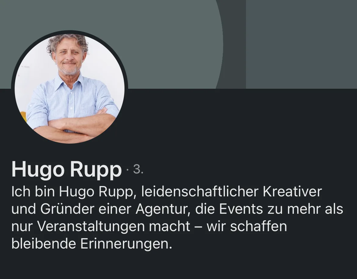 Profil von Hugo Rupp vor der Überarbeitung