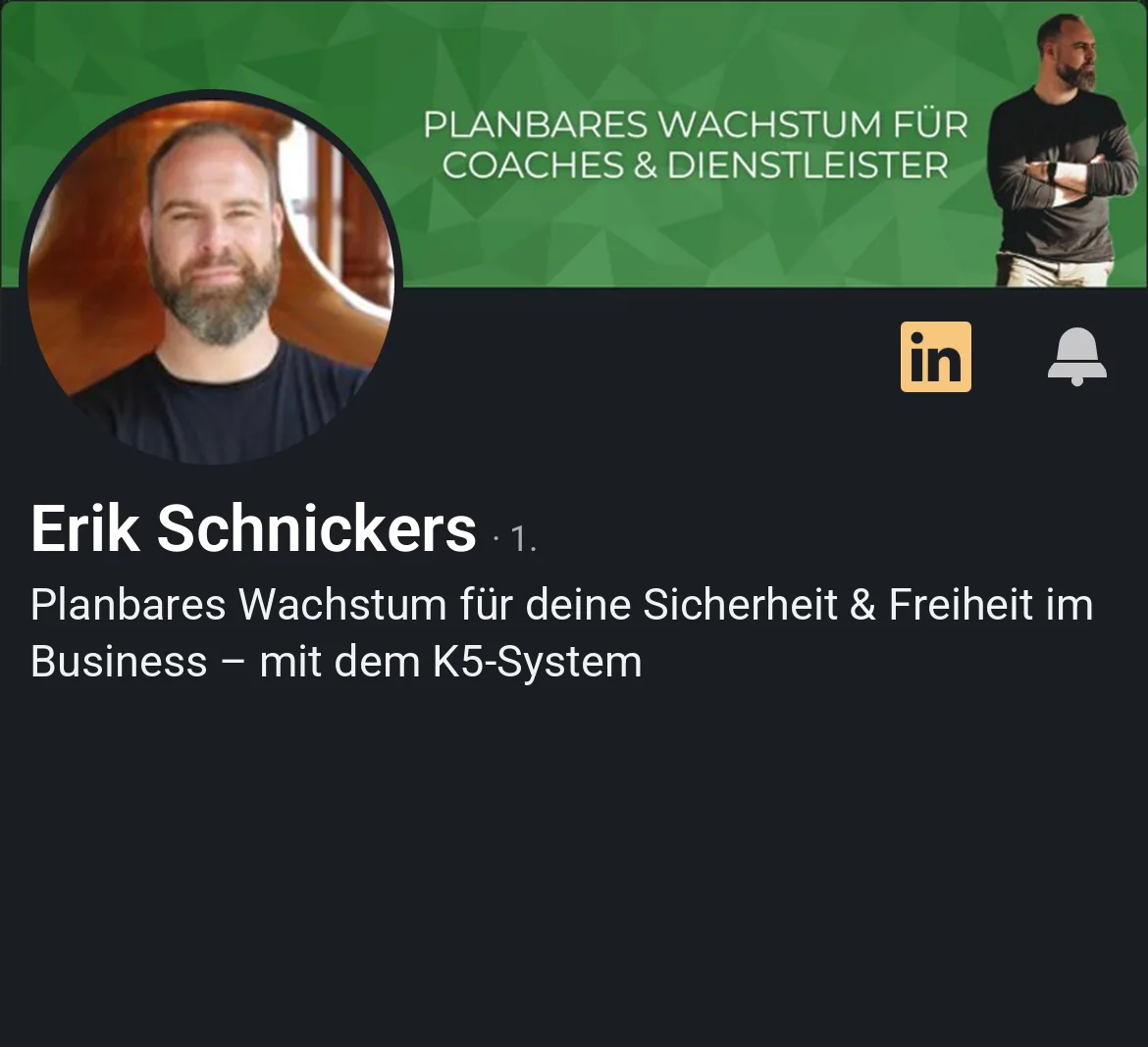 Profil von Erik Schnickers vor der Überarbeitung