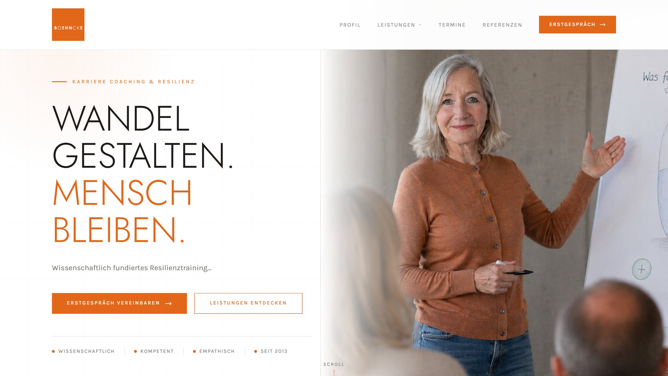 Screenshot der Website von Boehncke Coaching