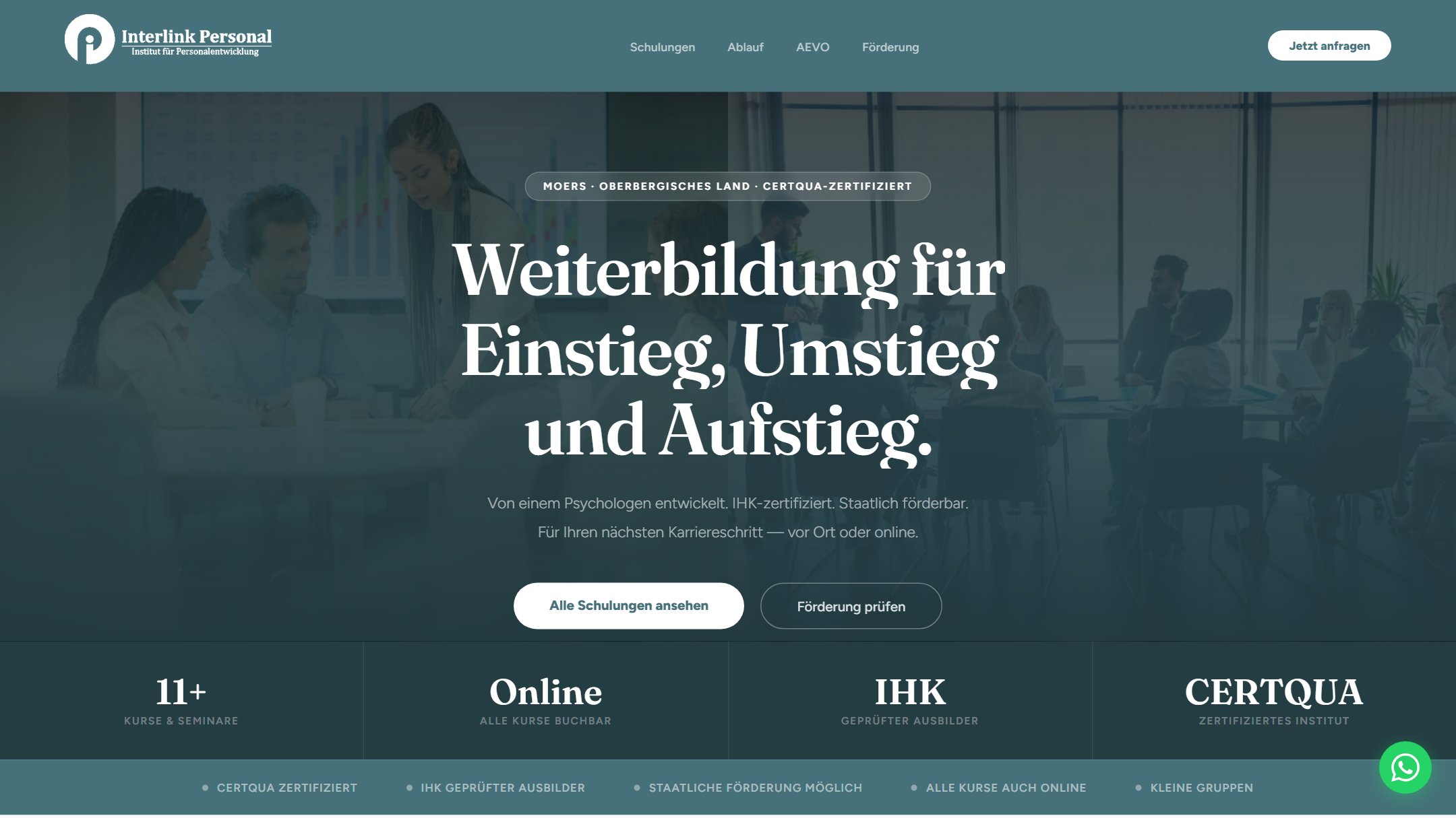 Screenshot der Website von Interlink Personal
