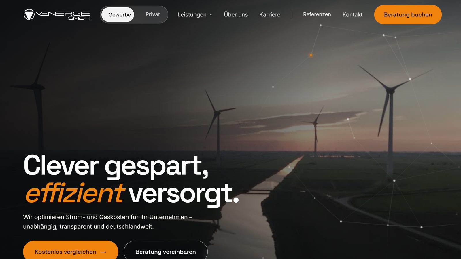 Screenshot der Website der Venergie GmbH
